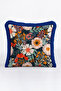 Floral Exotic Botanical Fringed Pillowcase-Garden Anthracite Navy Blue Navy Blue Tassel Throw Pillow Cover - 4