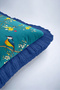 Exotic Bird and Floral Decorative Fringe Pillowcase - Nature-Themed Navy Blue Tassel Throw Pillow Cover - 8