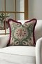 Vintage Floral Design Fringe Pillowcase - Botanical Classic Green Burgundy Tassel Throw Pillow Cover - 6