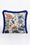 Birds and Flowers Pattern Fringe Pillowcase - Exotic Botanical Blue Navy Tassel Throw Pillow Cover - 6
