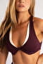 Contrast Double Color Ribbed Burgundy Twist Bra with Removable Pads - 7