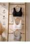3 Pieces of Ribbed Fabric Thick Straps - with Removable Pads - Wire-Free Comfort (Black - White - Gray) Pack of 3 - 6
