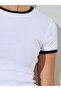Basic Heavy Weight Fitted Round Contrast Tipping Neck Rib T-Shirt - 4
