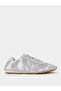 Silver Plain Satin Fitted Cuff Sneakers