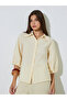 Yellow 3/4 Sleeve Textured Casual Shirt - 3
