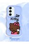 Samsung Galaxy S24 Fe Compatible Case Camera Protector Blue Silicone Couple Phone Case Kitty Pattern - 2