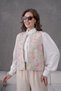 Floral Embroidered Linen Vest Set - 6