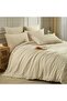 Duvet Cover 240 x 260 cm Beige Cream Seersucker Plain Microfibre Bedding Set for 2 Adults - 4