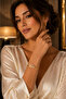 Eternelle Gold Bangle – Gold Cuff Women's Bracelet with Three Stone Detail - 4