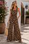 Patterned Strappy Wide Leg Single Jersey Jumpsuit - Leopard - 4