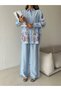 Women's Shirt with Stone Embroidery on Shoulders and Sleeves, Standard Pants Size Suit - 5