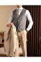 Italian Style Men's Double-Sided Jacket Vest Pants Suit Beige T20063-09 - 4