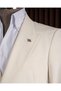 Slim Fit Men's Pointed Collar Waist Detailed Jacket Pants Suit White T20147-07 - 5