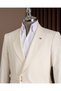 Slim Fit Men's Pointed Collar Waist Detailed Jacket Pants Suit White T20147-07 - 3