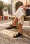 Women's Black Stone Buckle Double Strap Daily Slippers Orthopedic Comfortable Non-Slip Sole - 2