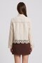 Beige Guipure Lace Striped Natural Textured Linen Shirt - 7