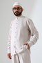 Men's Muslin Hakim Collar Shirt and Pants Two-Piece Set for Hajj and Umrah - Beige (Cnr) - 6