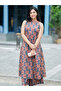 Blue & Orange Viscose Geometric Print Kurta Palazzo Set - ALV2217 | Blue & Orange-Size:XL-42-Inches