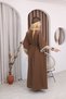 Sea Shell Bat Sleeve Dress Coffee - 6