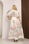 V-Neck Button Detailed Floral Half Sleeve Dress - 5