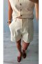 High Waist Mid-Length Linen Shorts