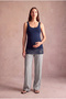 Maternity Navy Blue Cotton Crew Neck Sleeveless Lace Detailed Long Undershirt Millie - 5