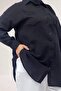 68061 Large Size Muslin Shirt with Pockets and Cuffs - Black - 2