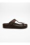 Ck104-Crz Genuine Leather Dark Brown Flip Flops Unisex Orthopedic Slippers