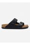 Unisex Mc205-Nub Genuine Leather Black Nubuck Double-Strapped Orthopedic Cork Slippers