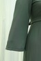 Tie-Waist Long Dress with Back Zipper - Khaki - 2
