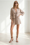 Women's Stone Woven Viscose Jacket Shorts Set Tkm-19000514 - 3