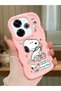 Redmi 13 4g Compatible Case with Camera Protector Pink Silicone Couple Phone Case Line Pattern