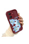 Xiaomi Redmi 13C Compatible Case Camera Protector Burgundy Silicone Couple Phone Case Floral Pattern - 3