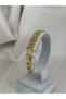 Women's Gold Color Steel Bracelet with Baguette Zircon Stone, Elegant and Stylish Daily Jewelry - 2