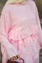 Women's Ruffle Detail Layered Wrinkled Double Suit Pink - 5