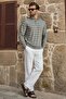 Gray Regular Fit Striped Polo Collar Men's T-Shirt E7192