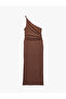 Bürümcük Buckle Detailed Gathered One-Shoulder Maxi Dress - 2