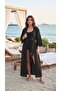Black Linen Beach Kimono with Waist Belt