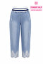 Plus Size Elastic Waist High Waist Stone Embroidered Women's Trousers - 2