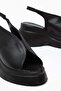 Women's Wedge Heel Sandals Black Side Closed Flat Model - 2