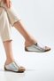 Genuine Leather Orthopedic Women's Wedge Heel Slippers with Silver V Buckle - 4
