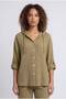 Women's Hooded Muslin Shirt Oversize Relaxed Fit 100% Cotton - Olive Green