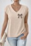 Women's Mix Printed V-Neck Sleeveless Regular Fit Comfortable T-Shirt