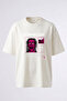 Patrick Bateman Psycho Design Printed Oversize White T-Shirt