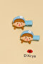 D’Arya Handmade Ceramic Blue Beret Girl Rabbit Figured 2-Piece Girl's Hair Clip Dd844