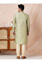 Mens Lime Green Self Design Jacquard Silk Kurta Set - 4
