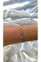 Women's Silver Color Stone-Studded Bar Cut Cuff Bracelet - 2