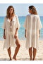 Women's Ecru Bürümcük Beach Pareo with Tie Pr005 - 3