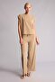 Loose Fit Crew Neck Crepe Short Sleeveless Beige T-Shirt I2210Ax26Au - 2