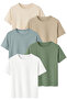 5-Pack Regular Fit Cotton T-Shirt Set Beige Stone Mint Çağla White